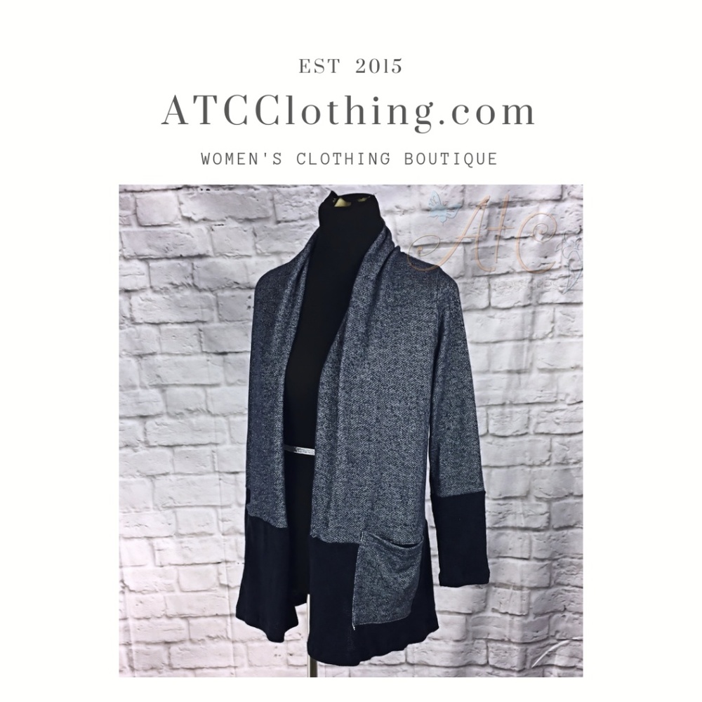 A1 Sun n Moon  Denim and  Navy Blue Block Cardigan